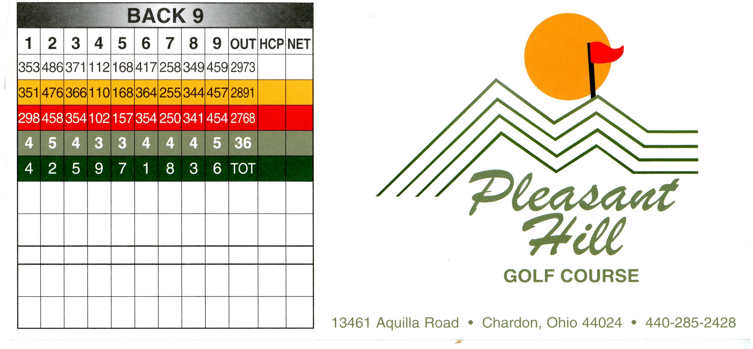 Pleasant Hills (middle/back), Chardon, Ohio Golf course information